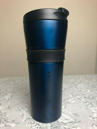 Starbuck Matte Black 16 Oz Stainless Steel Tumbler With Lid,  Grip In Middle