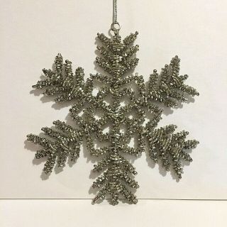 Beaded Snowflake Christmas Ornament Large Silver Tone Pottery Barn