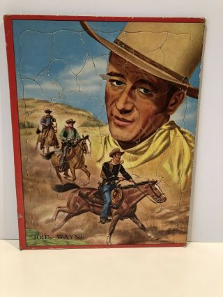 John Wayne 1950s Frame Tray Puzzle Western Cowboy Horses Saalfield Pub