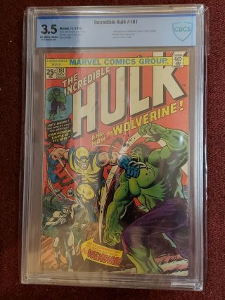 Incredible Hulk 181 1st Full Appearance Wolverine Cbcs 3.  5 Wein Trimpe W/ Mvs
