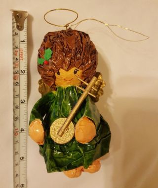 Vintage Paper Mache Angel Christmas Xmas Tree Holiday Ornament Pre - Owned