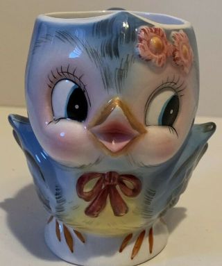 Vintage Geo Z Lefton Anthropomorphic Bluebird Mug Cup 284