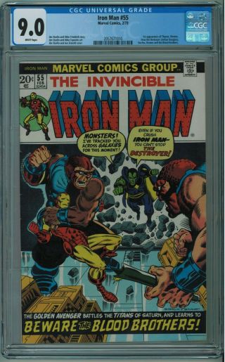 Iron Man 55 Cgc 9.  0 1st Thanos & Drax The Destroyer White Pgs 1973