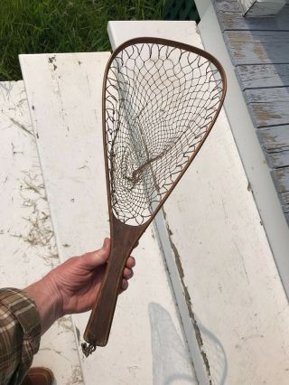 Antique Early Orvis Wooden Trout Fly Fishing Net Vintage