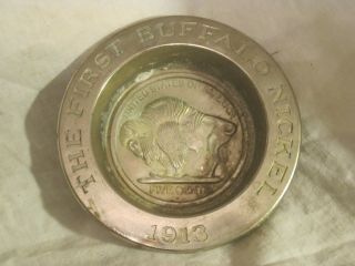 Vintage Metal Tray Bowl Dish Avon The First Buffalo Nickle United States America