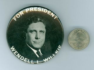 1940 Vintage Wendell Willkie Presidential Political Campaign Pinback Button 2.  5 "