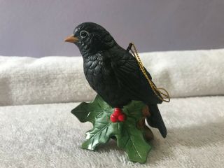 Christmas Ornament Andrea By Sadek Black Bird On Holly & Berry