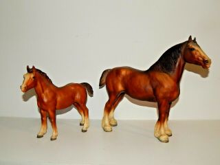 Breyer Traditional 83 & 84 - Clydesdale Mare & Foal - Vintage Chestnut Models