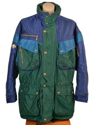 Vintage Descente Ski Coat Retro Colorblock Jacket Anorak Cinch Waist Mens Parka