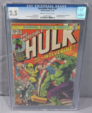 The Incredible Hulk 181 (wolverine 1st Appearance) Cgc 2.  5 Gd,  Marvel 1974