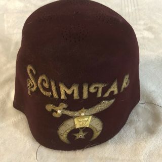 Scimitar Fez Masonic Shriners Cap Hat W/ Case Halloween Authentic Real