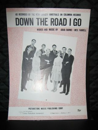 1964 Christy Minstrels Photo Cover Sheet Music " Down The Road I Go "