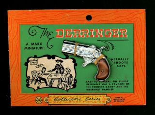 Vintage Marx Miniature Toy Derringer Cap Gun Collector Series Card
