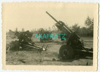 German Ww2 Photo,  Captured Soviet Artillery And Anti Tank Guns