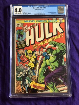 Incredible Hulk 181 Cgc 4.  0 Key 1st Wolverine,  Full Appearance Nov.  1974 Marvel