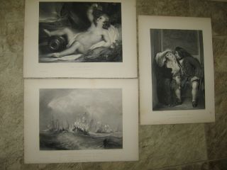 3 - 1853 Photogravures Engraving By J.  M.  W.  Turner,  Sir M.  A.  Shee,  & C.  R.  Leslie