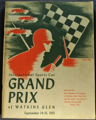 1951 Watkins Glen Scca Grand Prix Race Program Jaguar Sunbeam Siata Orig 51