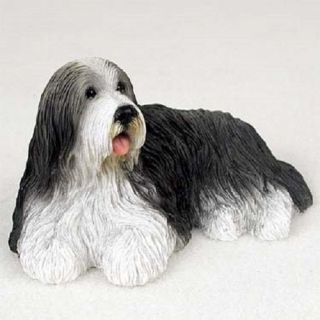 Bearded Collie Dog Hand Painted Figurine Resin Statue Collectible Puppy Beardie