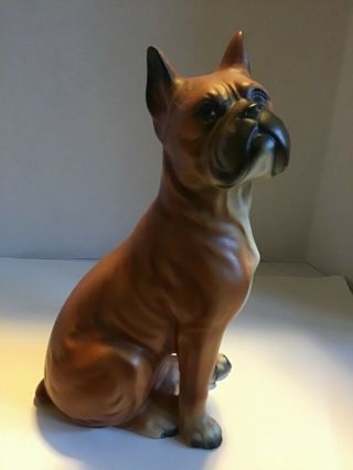 Vintage Ceramic Brown Boxer Dog Figurine Handsome 7” X4” Large Beauty