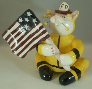 Annaco Creations Limited Edition Whimsiclay Cat Fireman By Amy Lacombe 21040 Nib