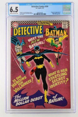 Detective Comics 359 - Cgc 6.  5 Fn,  Dc 1967 - Batman - 1st App/origin Batgirl