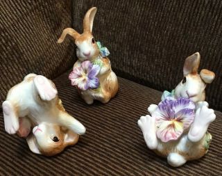 Fitz And Floyd Classics Halcyon Rabbits Easter Tumblers Set Of 3