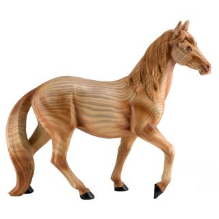 Horse Faux Carved Wood Look Figurine Statue 9.  5 " Long Resin