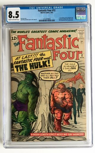 Fantastic Four 12 Cgc 8.  5 1st Hulk Vs Fantastic Four Battle,  2,  4 Stan Lee Kirby