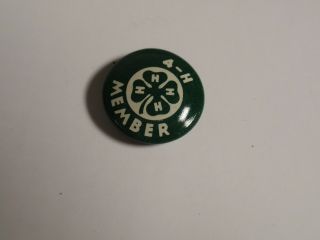 Vintage Green White 4 - H Member Lapel Pin Small Four Leaf Clover Collectible Club