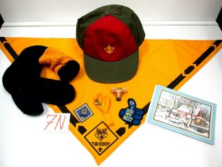 Cub Scout Wolf Bobcat M/f Set - Hat Neckerchief/scarf,  Socks Slide Boy Scouts 7n