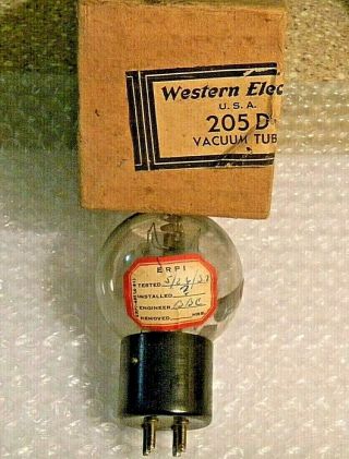 Vintage Western Electric 205d Vacuum Tube - Triode Audio - Tennis Ball Type Tube