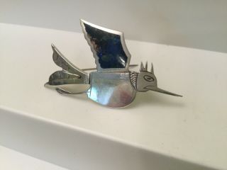 Vintage Graziella Laffi PERU Sterling Silver Enamel Angry Bird Pin Brooch 2