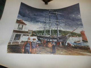 Vintage H.  Gilbert Foote Mystic Seaport,  Connecticut Signed Print 1957