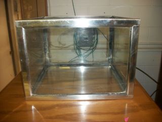 Vintage Stainless Steel Framed Aquarium Fish Tank