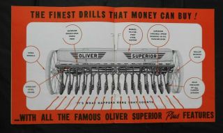 1940 " The Oliver Superior Plain Steel Hopper Grain Drill " Sales Brochure Good 1