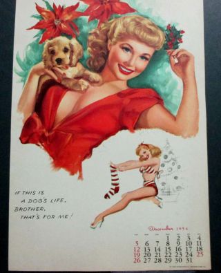 Thompson 1954 December Pinup Calendar Page
