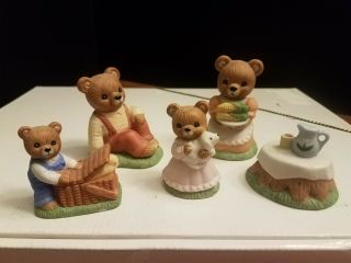 Vintage 5 Piece Home Interiors Homco " Bears Enjoying A Picnic " 1462 Teddy Bear