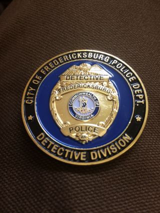 Fredericksburg Virginia Va Police Detective Badge Challenge Coin