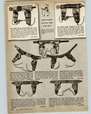 1958 Paper Ad 2 Pg Toy Roy Rogers Double Cap Gun Holster Set Wyatt Earp Leather