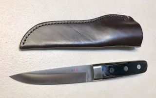 Vintage 1980’ Early Al Mar Japan Tanken Scout Dagger Knife W/leather Sheath