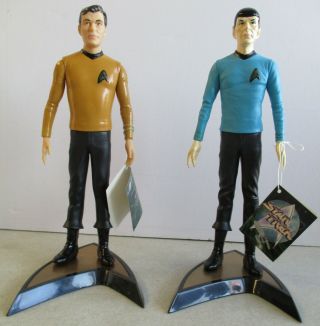 Set Of 2 1991 Hamilton Gifts Presents Star Trek Captain Kirk & Spock Figures