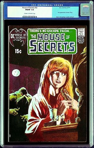 House Of Secrets 92 1st Appearance Swamp Thing Cgc 7.  0 Unpressed Old Case Key