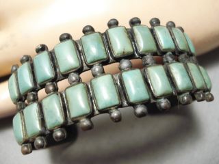 Earlier Vintage Navajo Squared Royston Turquoise Sterling Silver Bracelet Old