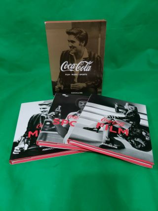 Coca Cola Slipcase Book Set Of 3 Film Music & Sports By Scott Ridley Assouline