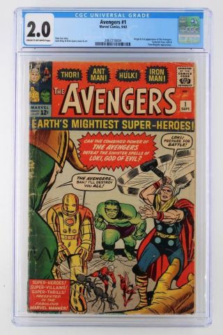 Avengers 1 - Cgc 2.  0 Gd - Marvel 1963 - 1st App & Origin (iron Man Hulk Thor)