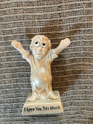 Vtg 1970 Russ W&r Berries Statue " I Love You This Much " Big Eyes Man Figurine
