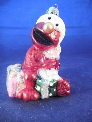 Kurt Adler Sesame Street Elmo With Gifts Glass Ornament 2008 5 "