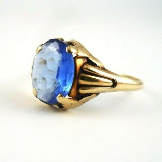 Vintage Victorian Style 10k Gold Ring With Blue Stone