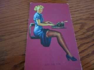 1940 Mutoscope Litho Pin Up Arcade Card Glamour Girls Just The Type Risque