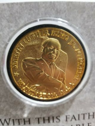 Martin Luther King Jr.  Memorial Medal Medallion Coin 24 Karat Gold Plated